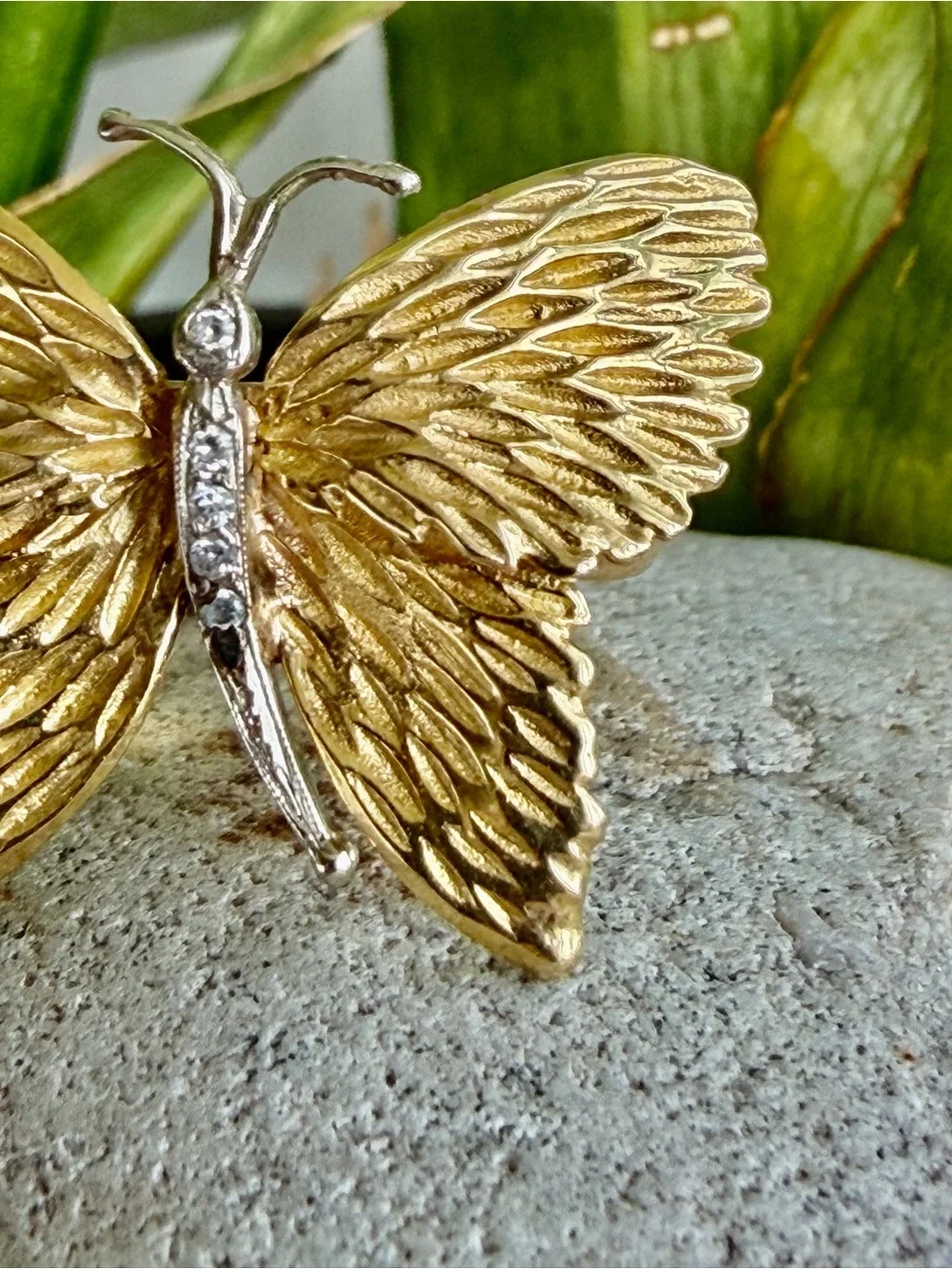 18 karat gold and diamond butterfly ring